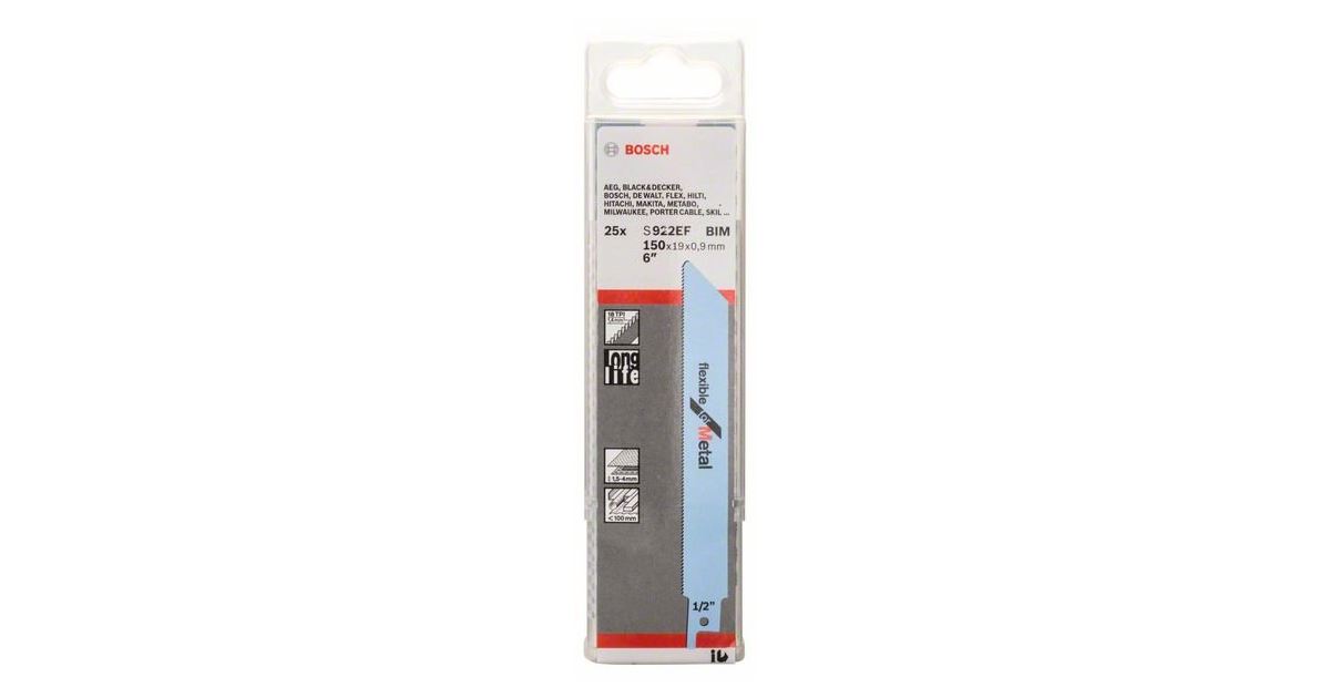 BOSCH Hoja de sierra para sierra trasera S 922 EF Flexible para Metal (25 uds) 2608657551