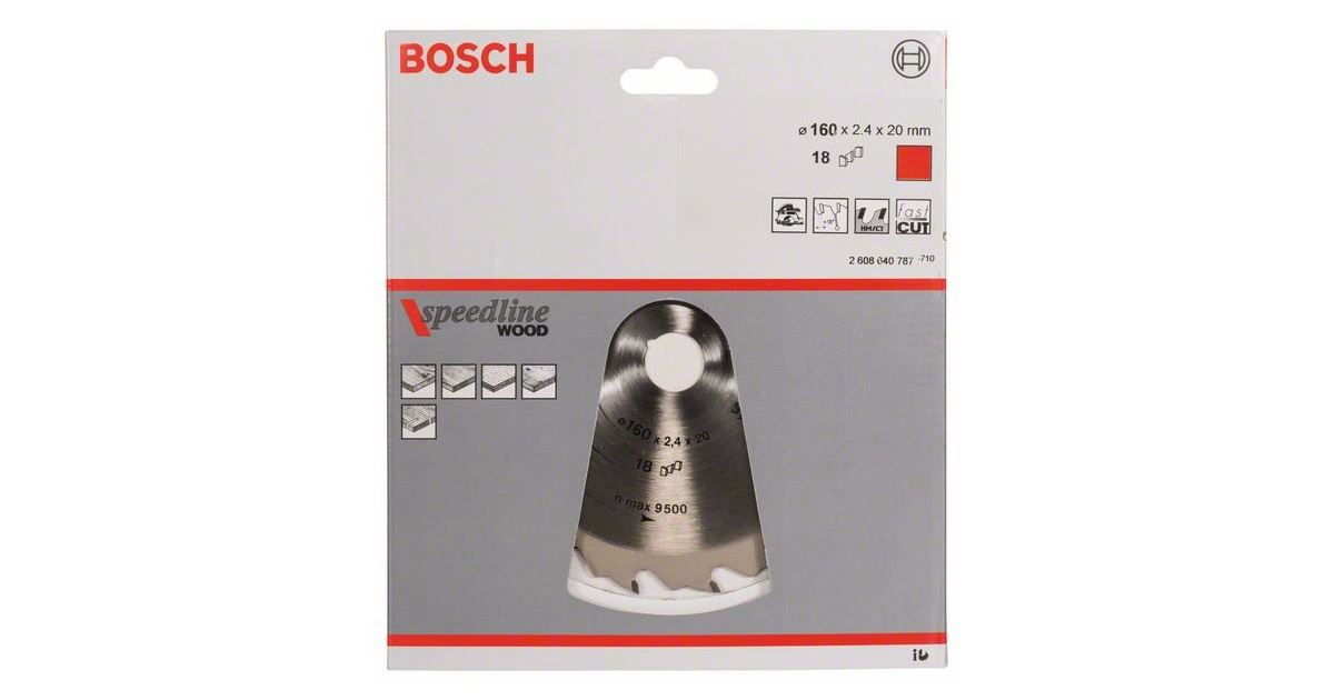 BOSCH Hoja de sierra Speedline Madera 160 x 20 x 2,2 mm, 18 2608640787