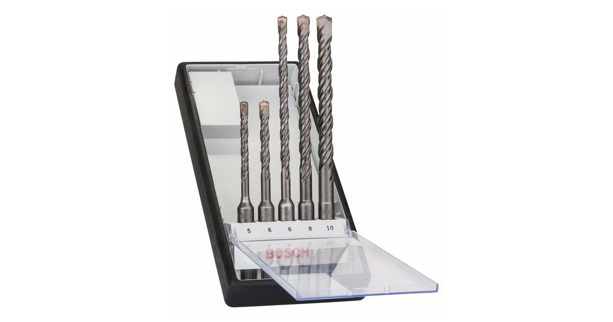 BOSCH Juego de taladro percutor de 5 piezas Robust Line SDS plus-5 Ø 5,6 x 115 mm, 6,8,10 x 165 mm 2607019927