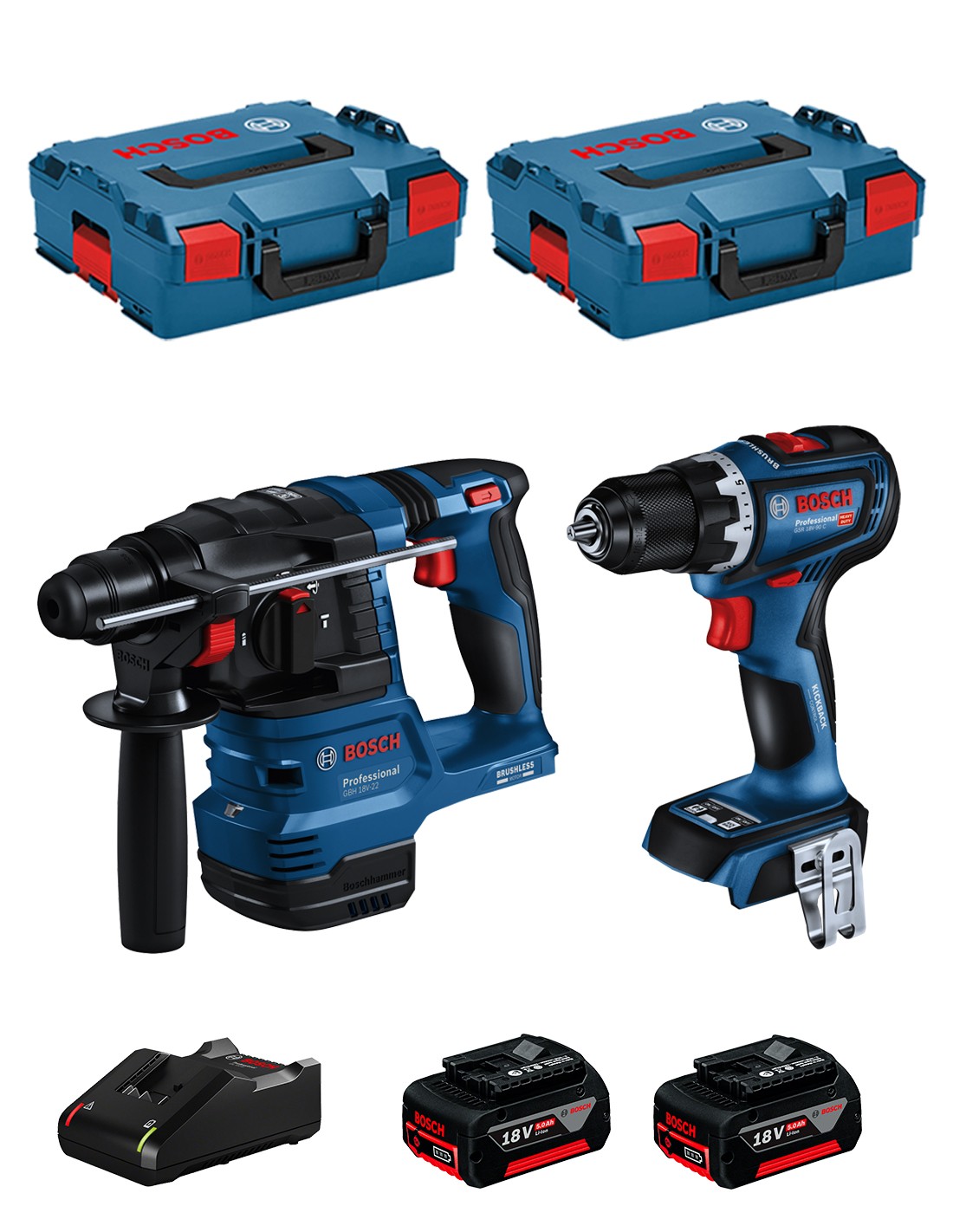 BOSCH Kit BK221 (GBH 18V-22 + GSR 18V-90 C + 2 x 5,0 Ah + GAL18V-40 + 2 x L-Boxx 136)