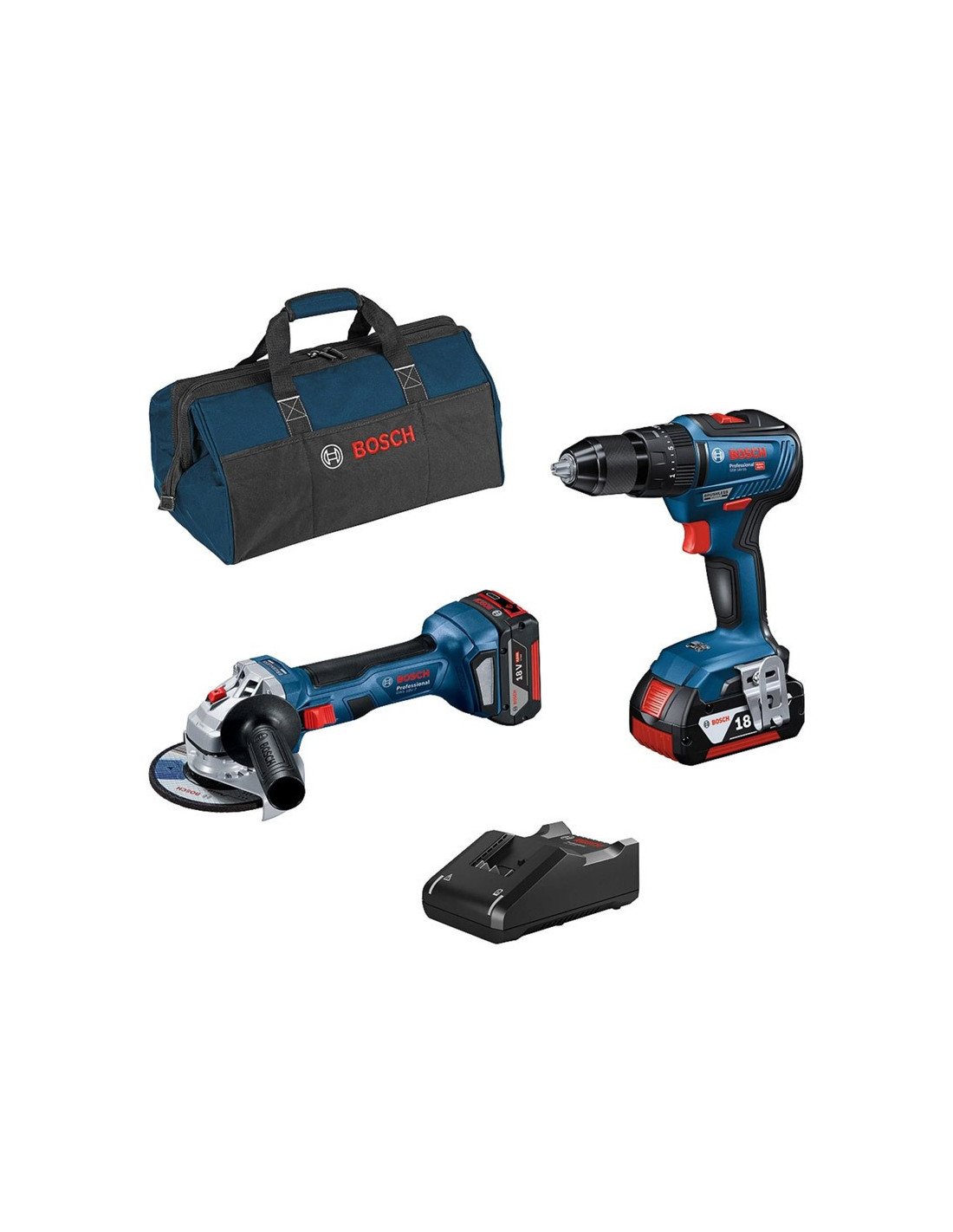 Kit Taladro Bosch GSB 18V-55 + Amoladora GWS 18V | Brintus