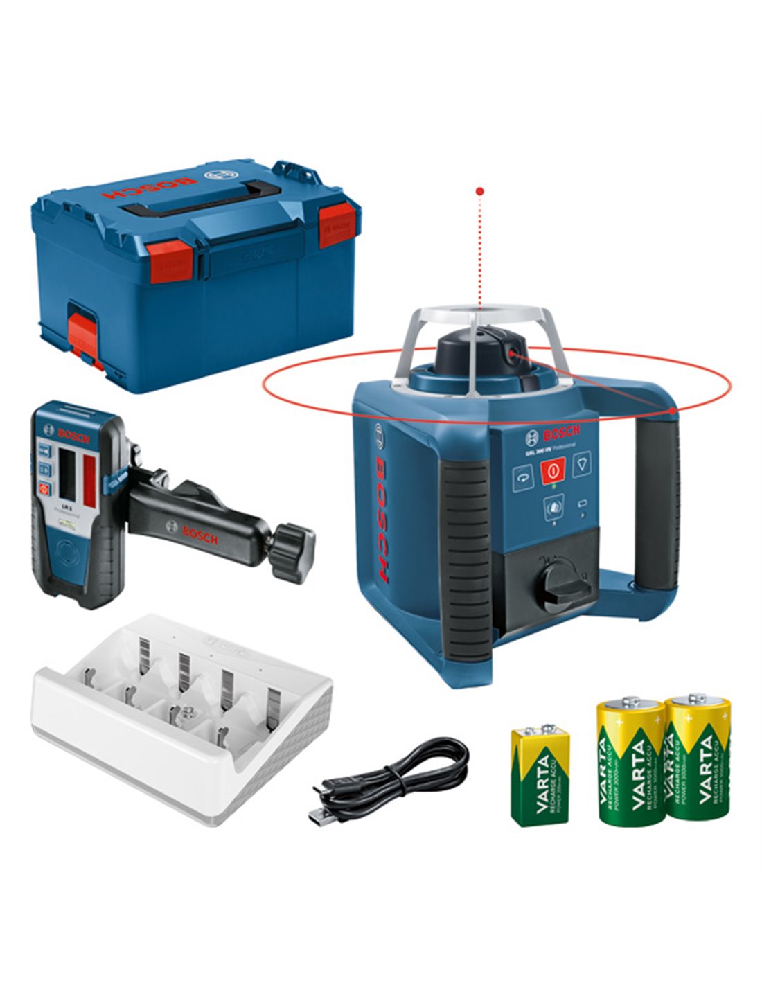 BOSCH Láser giratorio GRL 300 HV + LR 1 en L-BOXX Professional