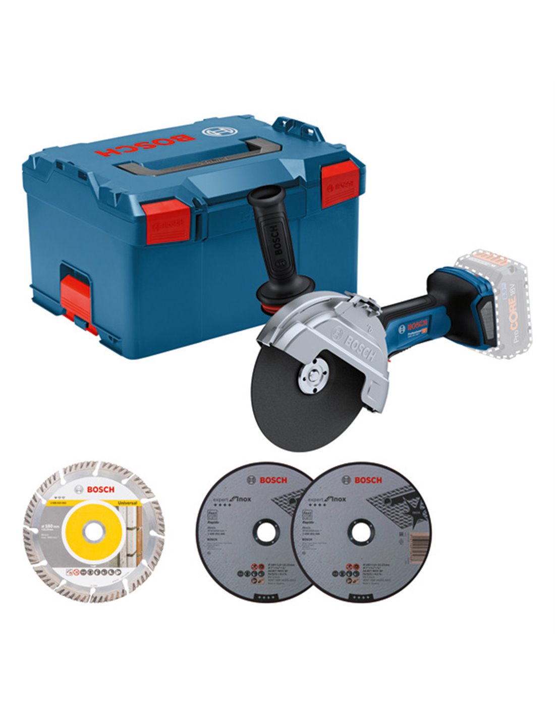 BOSCH Miniamoladora BITURBO a batería GWS 18V-180 P Professional