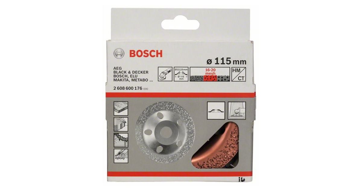 BOSCH Muela de carburo 115 x 22,23 mm; mediano, plano 2608600176