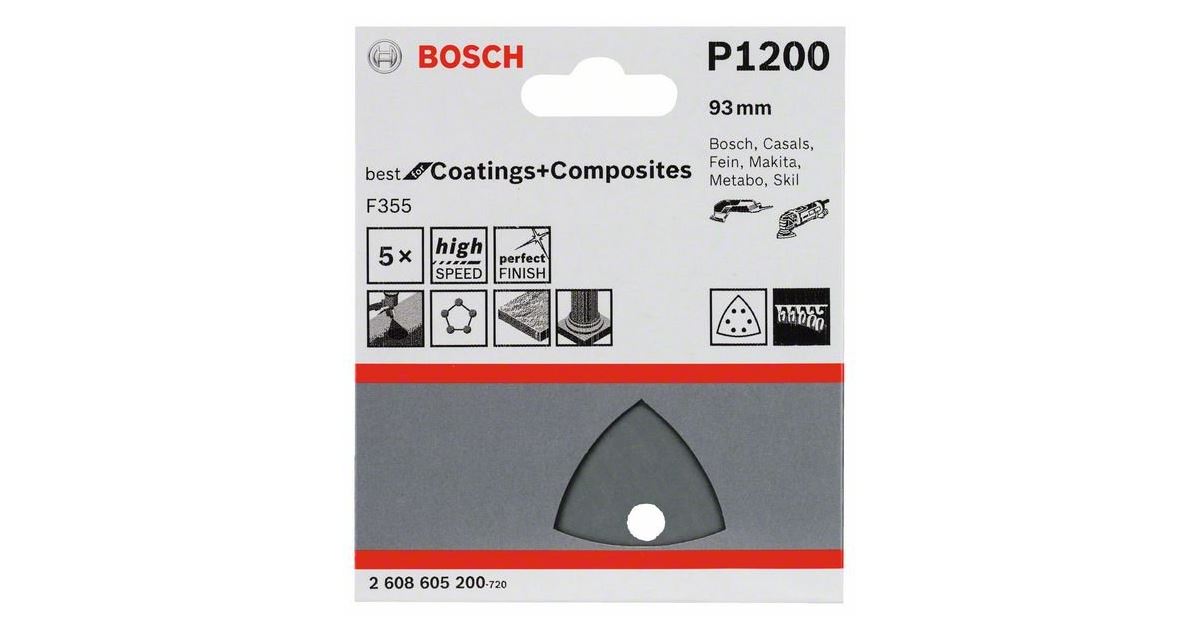 BOSCH Papel de lija F355, paquete de 5 93 mm, 1200 2608605200