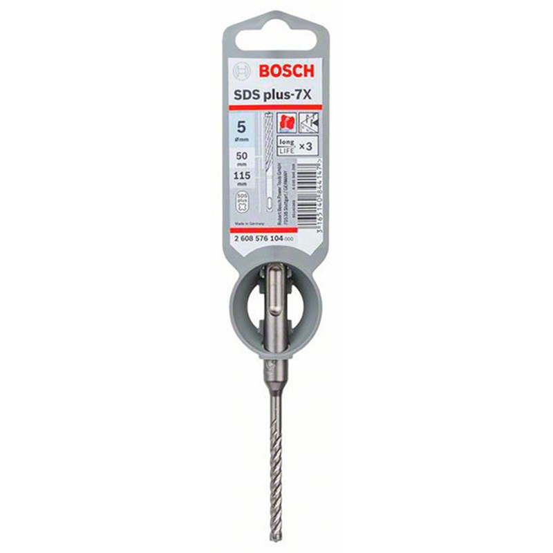 Broca SDS plus-7X Bosch para Martillos perforadores Ø5mm. 50x115mm.