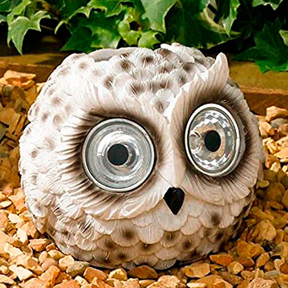 Búho Solar Marrón Ojos Brillantes con Cejas 11 cm