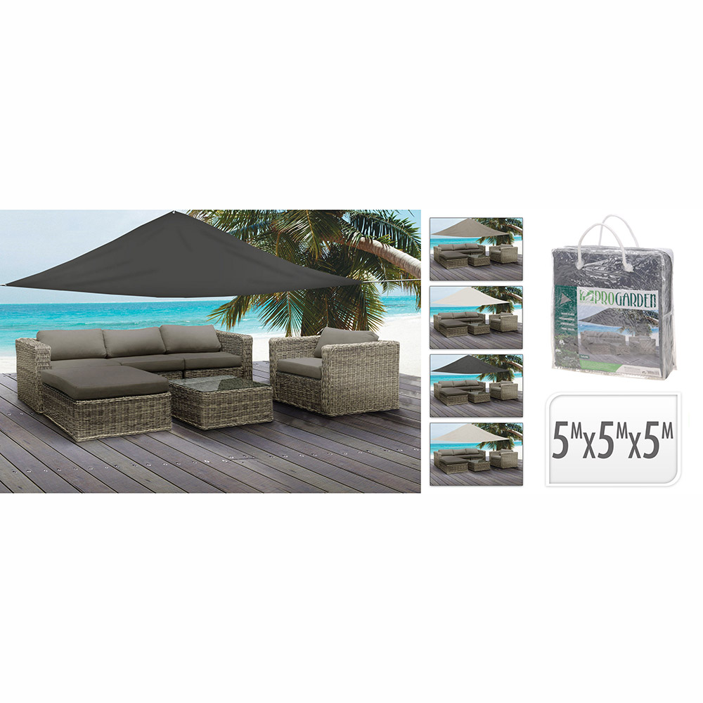 Triángulo de sombra de poliéster 5x5x5 m