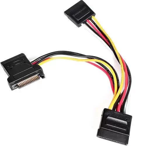 Cable Alimentacion SATA Macho Molex A 2 X SATA 15P-H 0.20 M Negro