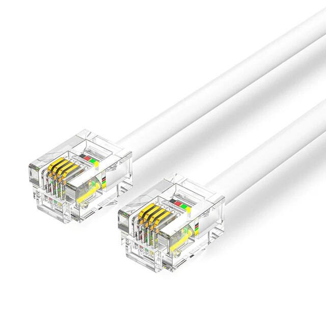 Cable De Telefono RJ11 6P4C M-M 15 M Blanco