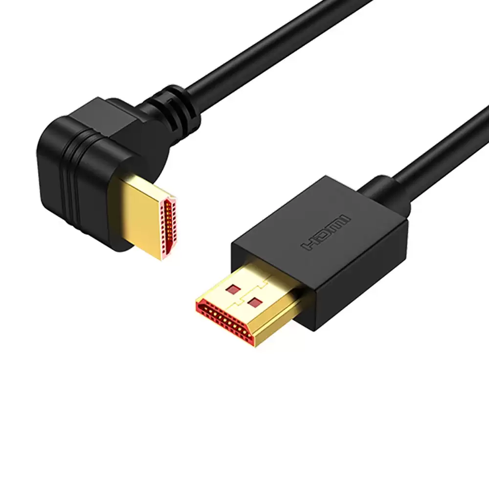 Cable Hdmi Acodado 270 Grados Contactos Dorados 4K 1 M Negro