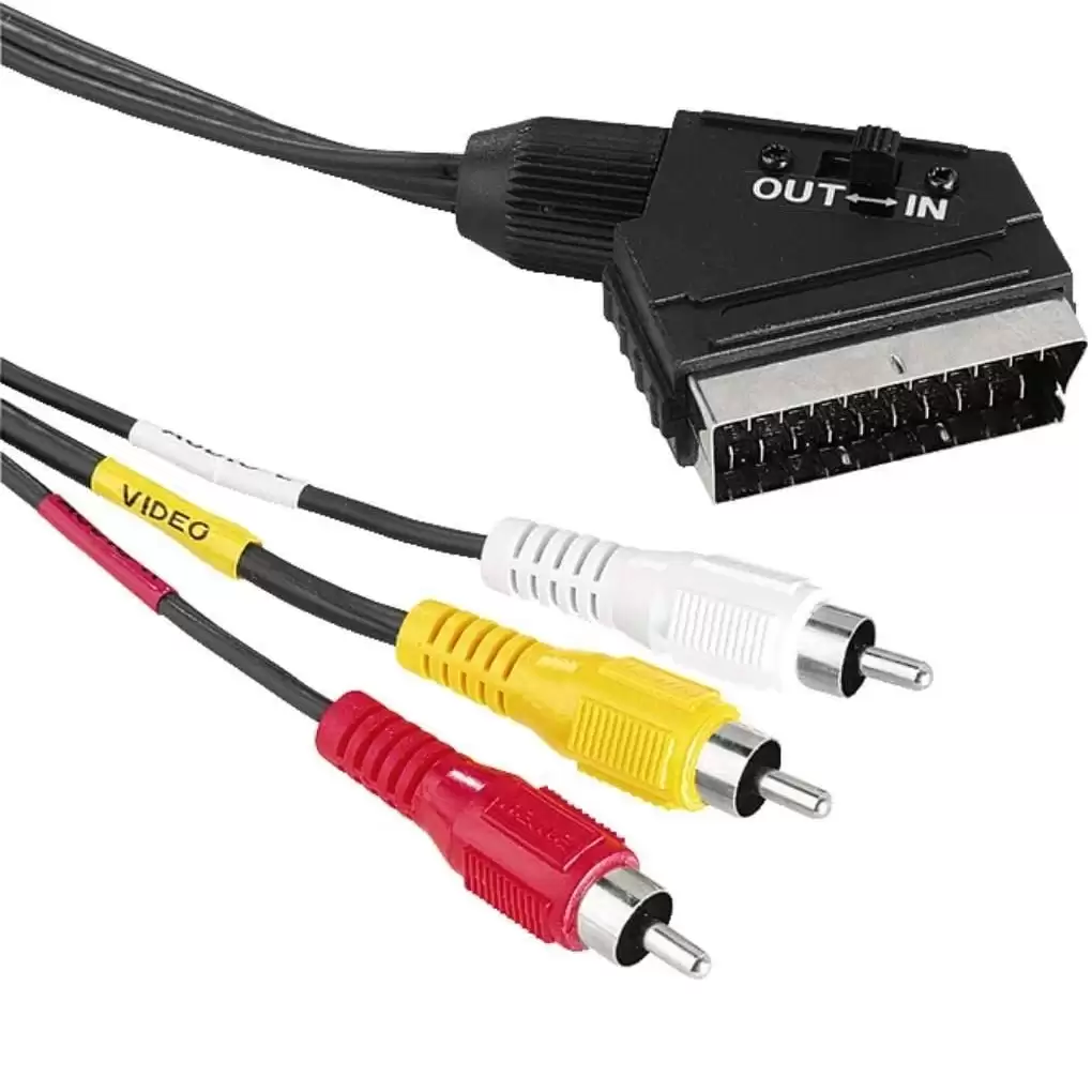 Cable SCART RCA Conmutable 2 M Negro