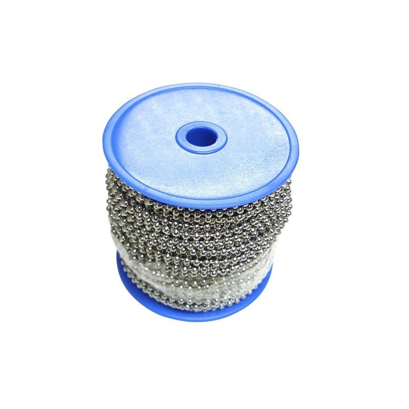 Cadena Bolas Latón Cromado. Rollo 50 metros