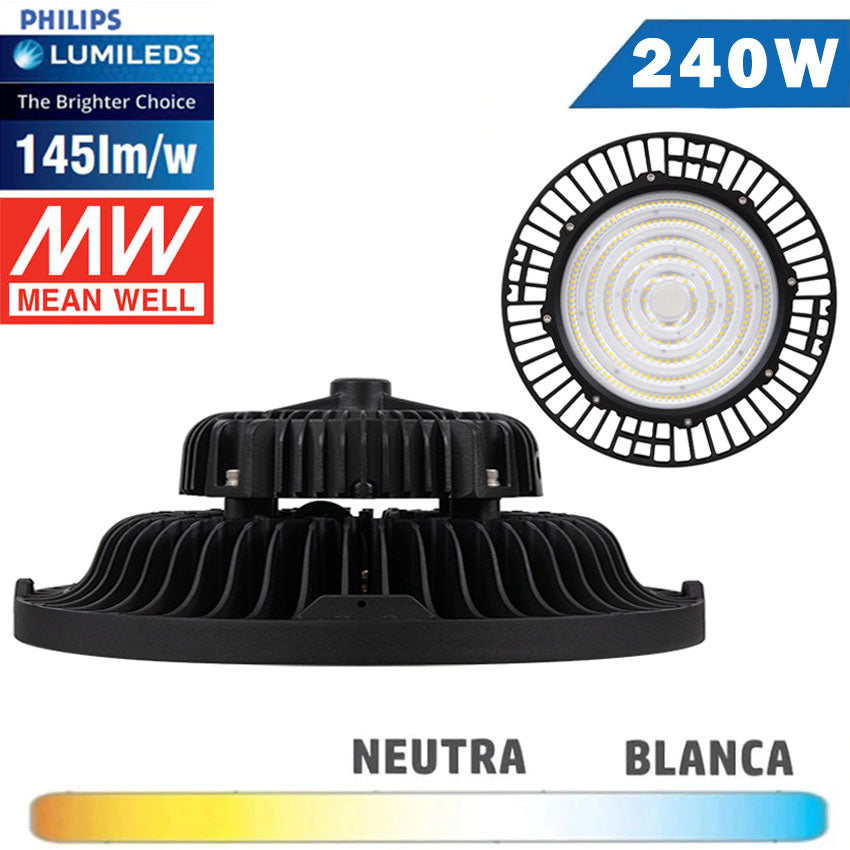 Campana LED UFO 240W Philips Driver Meanwell PRO