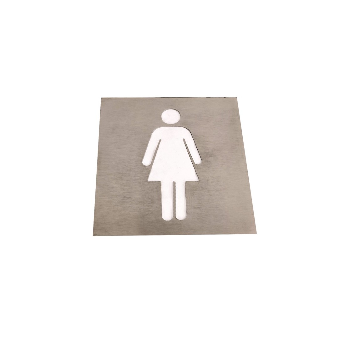 Cartel baño mujer placa de acero inoxidable 120x120x1mm