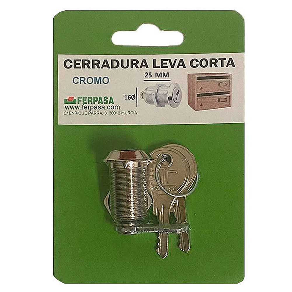 Cerradura Madera 25 mm Cromo