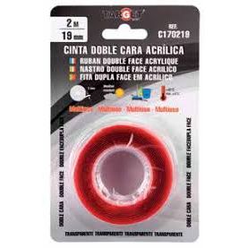 CINTA DOBLE CARA TRANSPARENTE 2 m x 19 mm