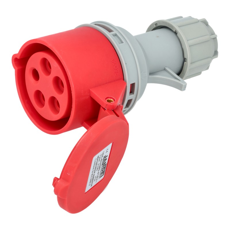 Conector de potencia industrial 16A 4P+E 6H Hembra Aéreo Recto 240-415Vac IP44