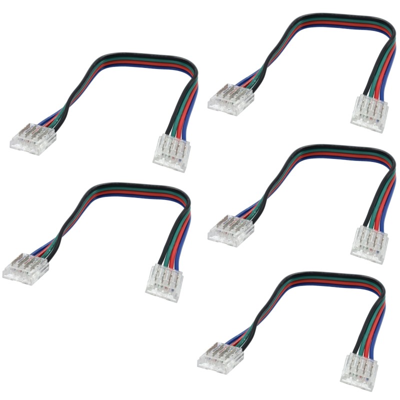 Conector Tira-Tira con cable para tira led SMD RGB de 10mm. 4 pines. 12V/24V. 5 unidades.