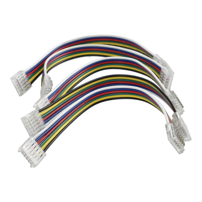 Conector Tira-Tira con cable para tiras led RGBCCT de 12mm. Led SMD. 6 pines. 12V/24V. 5 unidades.