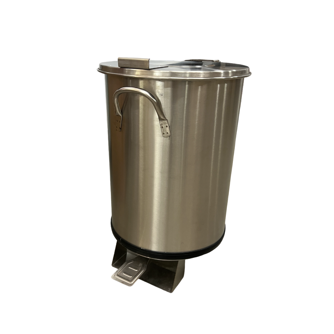 Contenedor inox 50 litros con tapa y ruedas con pedal