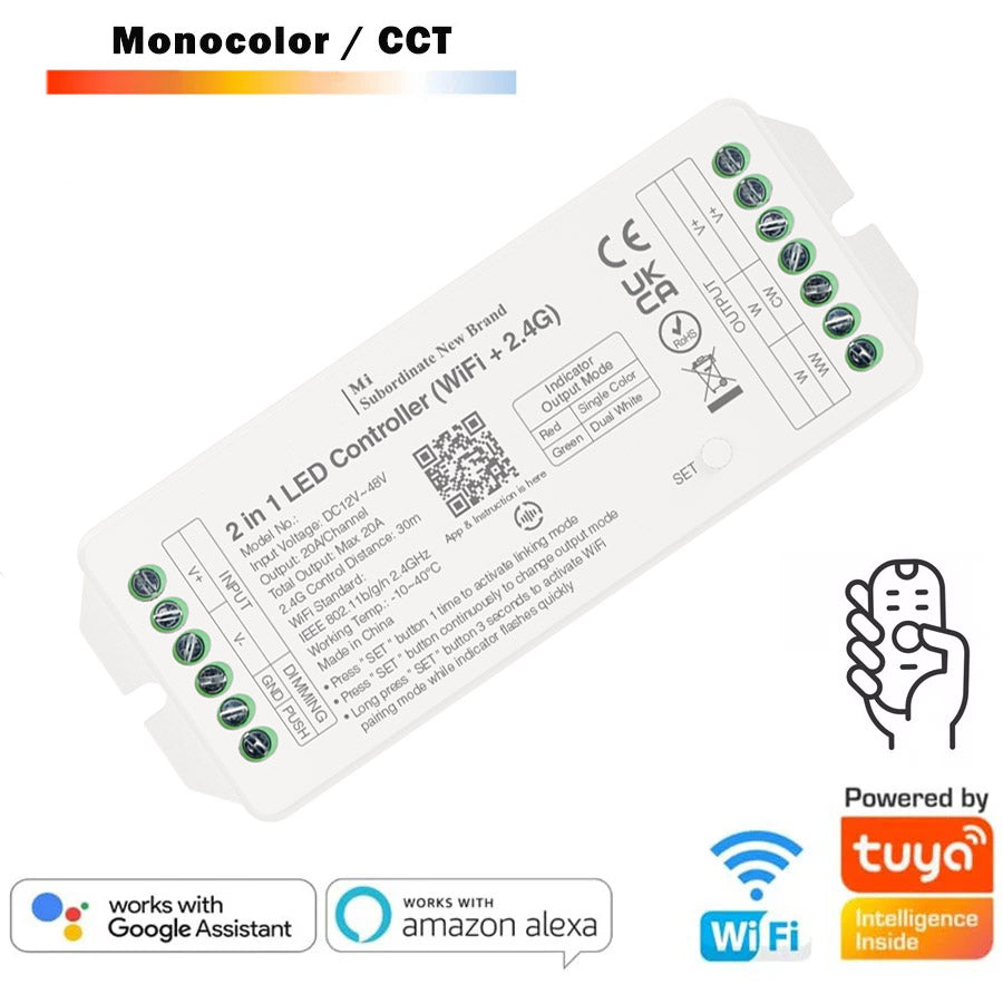 Controlador Monocolor WIFI Tiras LED 12V / 24V 20A