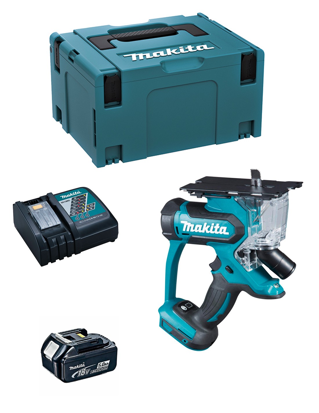 Cortador de tabiquería seca MAKITA DSD180RTJ1 (1 x 5,0 Ah + DC18RC + MAKPAC 3)