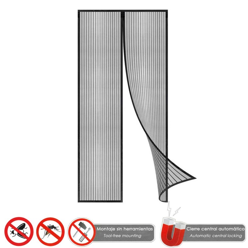 Cortina Mosquitera Para Puertas Cierre Magnetico 120 x 240 (Alt.) cm. Color Negro