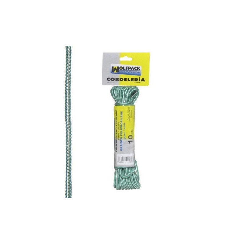 Cuerda Trenzada Polipropileno Blanca / Verde (Madeja)
