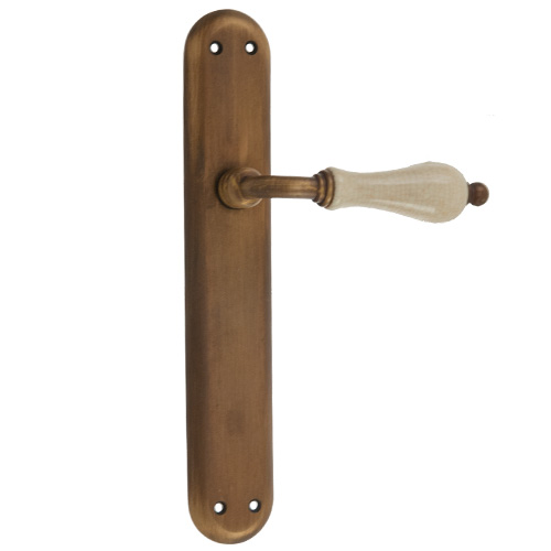 Manivelas con placa - Juego Manivelas con Placa D-2300 Cuero Avellana Mate Craquelé