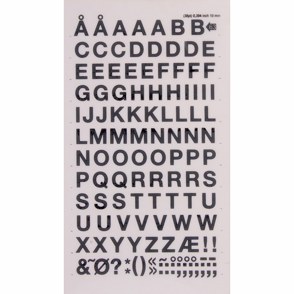 Letras Transferibles Negras 10Mm 1H