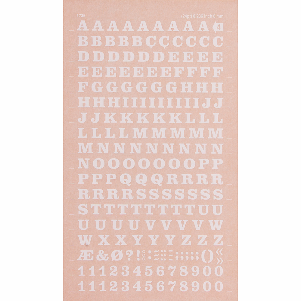 Letras&Numeros Transfer. Blancos 6Mm 1H