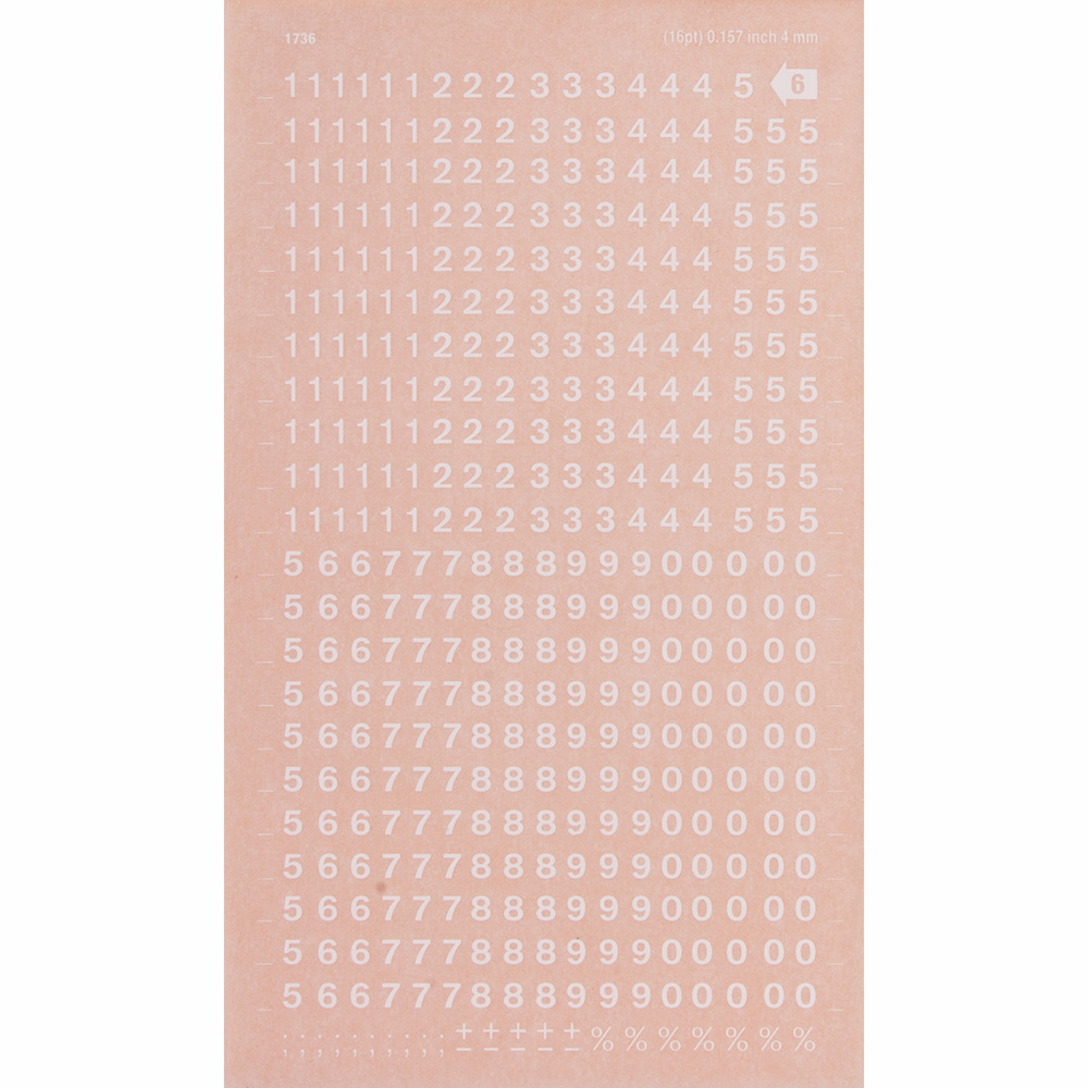 Numeros Transferibles Blancos 4Mm 1H