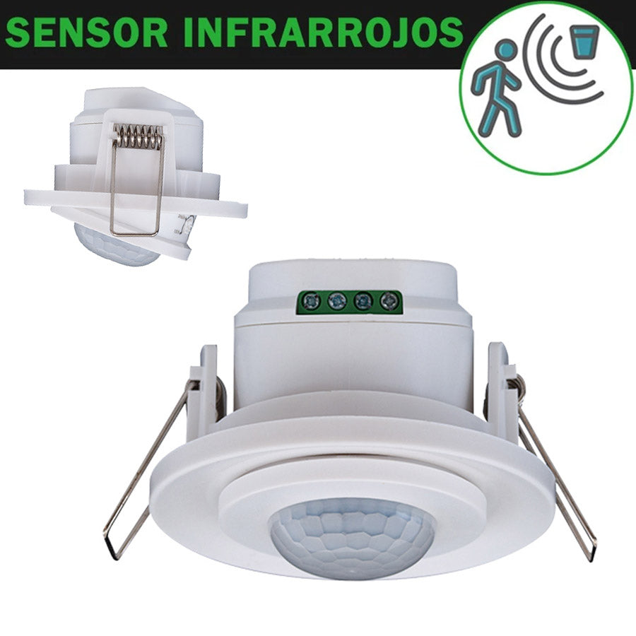 Detector Sensor Movimiento 360º Empotrar Techo Oscilante Blanco