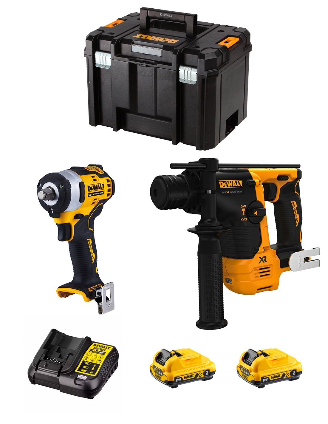 DeWALT Kit D12K201 (DCH072 + DCF901 + 2 x 3,0 Ah + DCB107 + TSTAK VI)