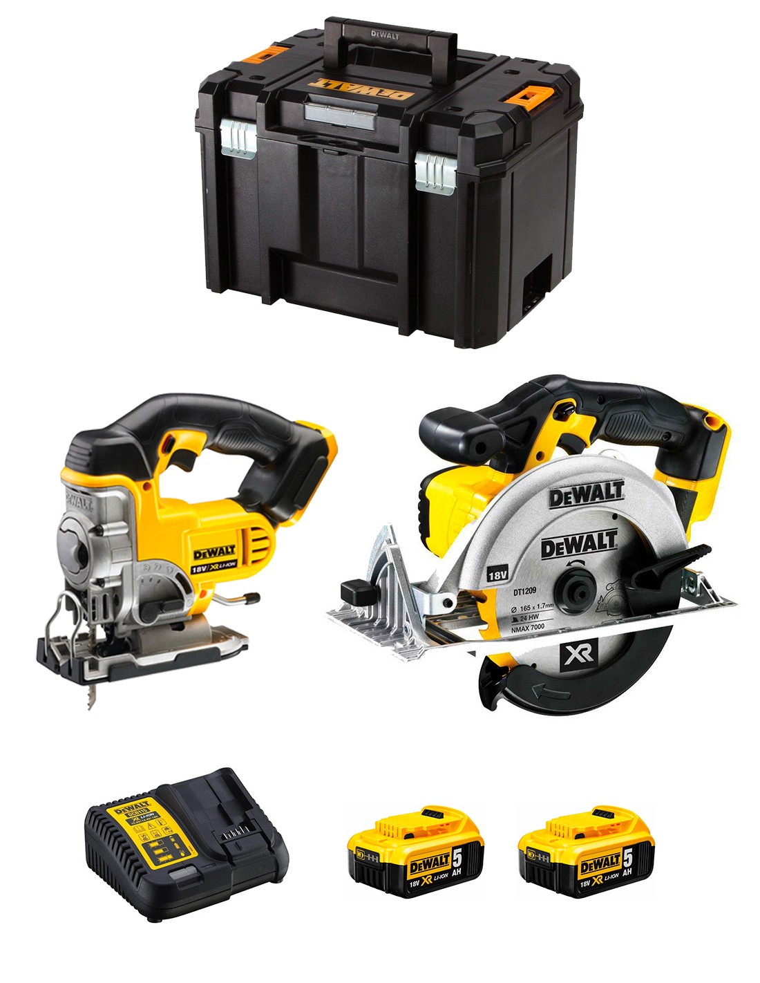 DeWALT Kit DCK XR2WP2T (DCS331 + DCS391 + 2 x 5,0 Ah + DCB115 + TSTAK VI)