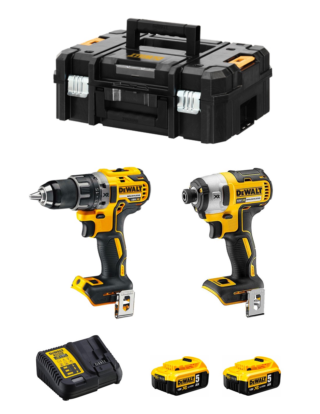 DeWALT Kit DCK268P2T (DCD791 + DCF887 + 2 x 5,0 Ah + DCB115 + TSTAK II)
