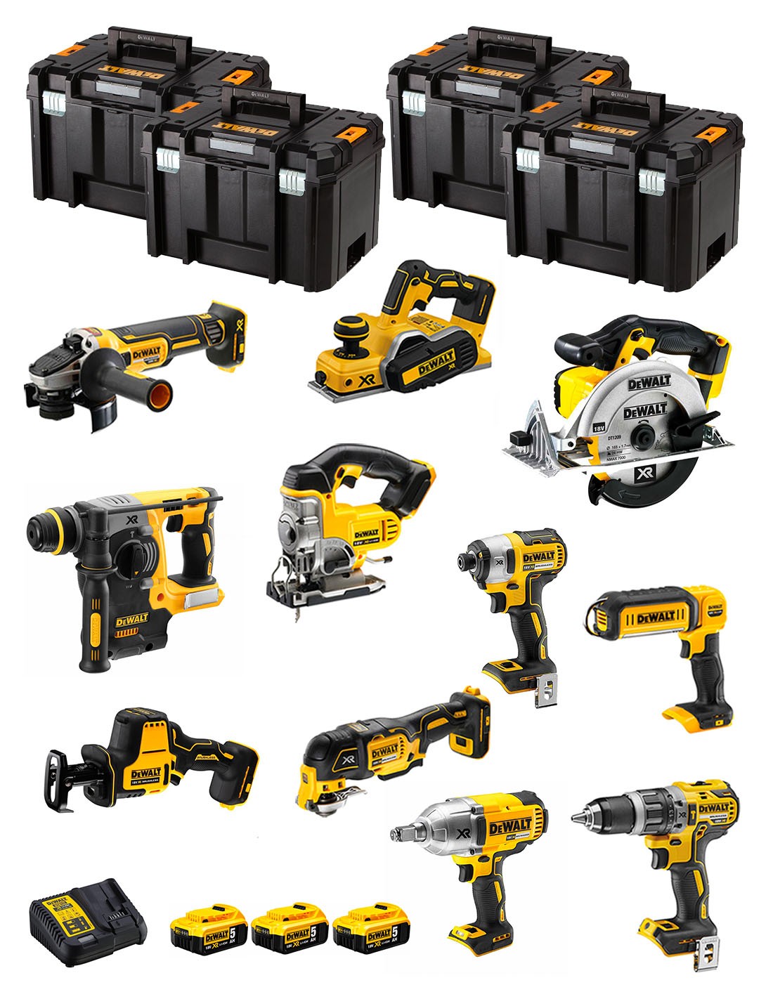 DeWALT Kit DWK1102T (DCD796+DCH273+DCG405+DCF887+DCF899H+DCS331+DCS391+ DCS355+DCP580+DCS369+DCL050+ 3x5,0Ah +DCB115+4xTSTAK VI)
