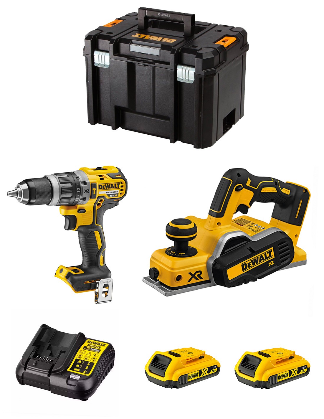 DeWALT Kit DWK207 (DCD796 + DCP580 + 2 x 2,0 Ah + DCB107 + TSTAK VI)
