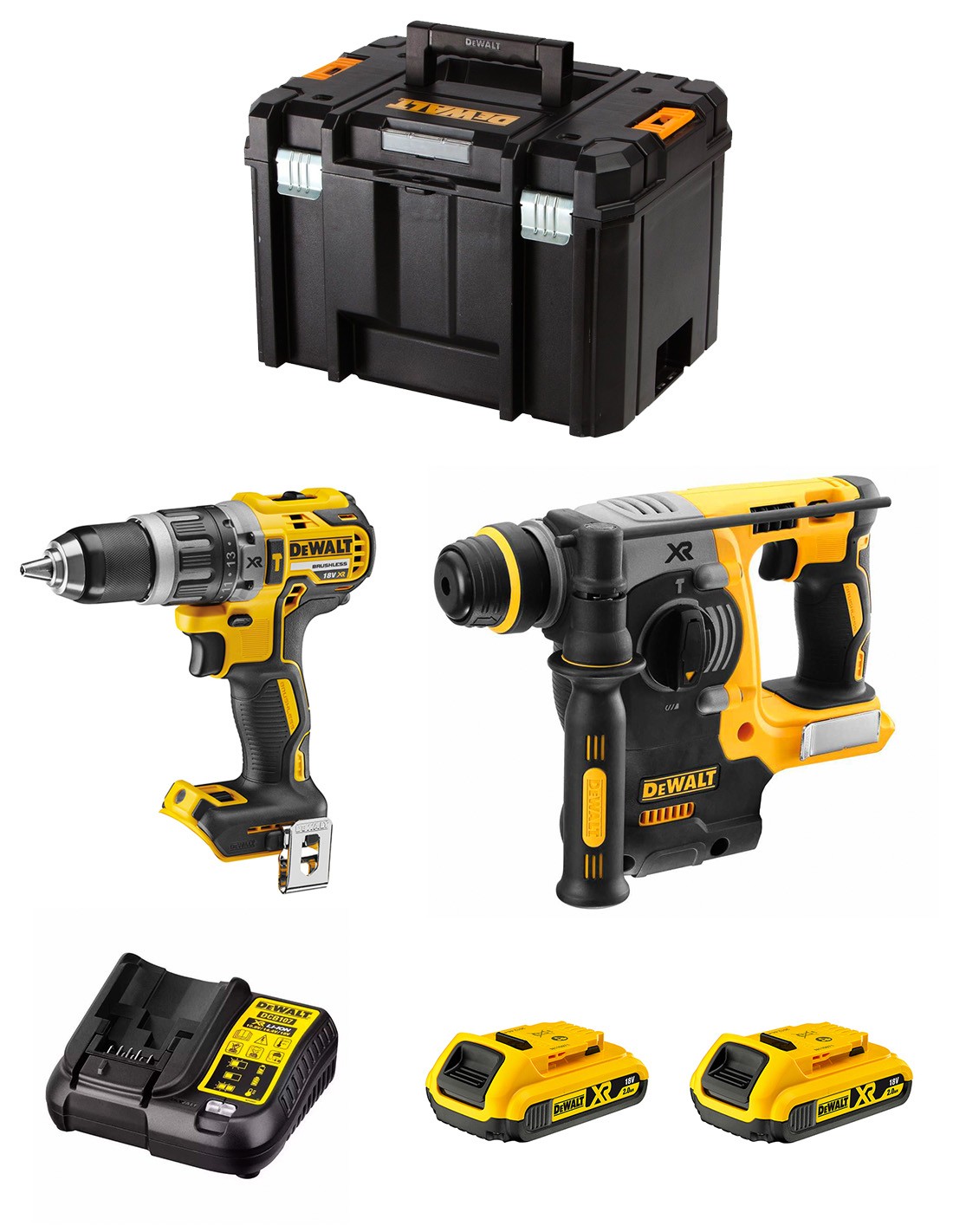 DeWALT Kit DWK210 (DCD796 + DCH273 + 2 x 2,0 Ah + DCB107 + TSTAK VI)