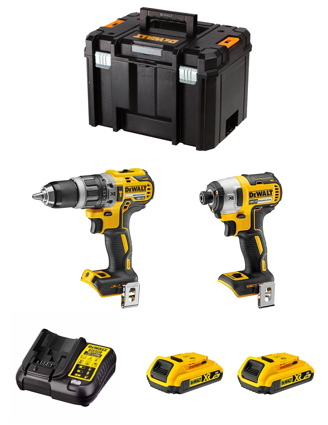 DeWALT Kit DWK211 (DCD796 + DCF887 + 2 x 2,0 Ah + DCB107 + TSTAK VI)