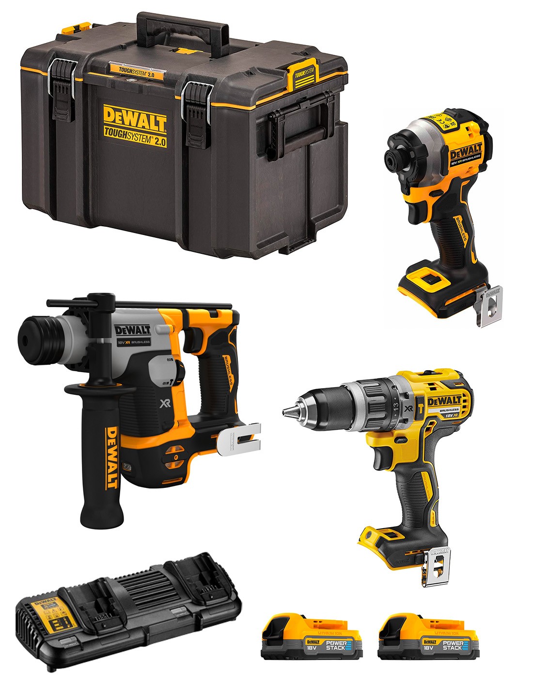 DeWALT Kit DWK303PS (DCH172 + DCF850 + DCD796 + 2 x 1,7 Ah + DCB132 + DS400)