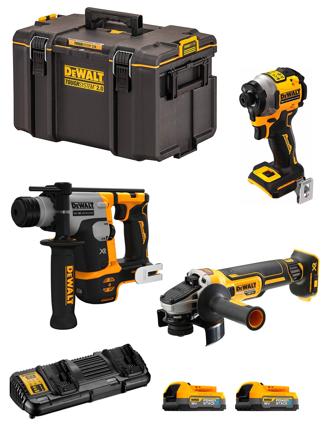 DeWALT Kit DWK304PS (DCH172 + DCF850 + DCG405 + 2 x 1,7 Ah + DCB132 + DS400)