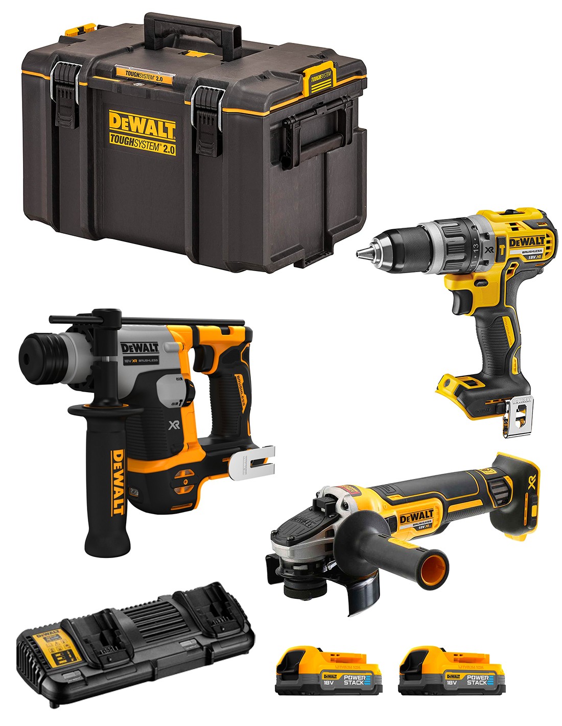 DeWALT Kit DWK305PS (DCH172 + DCD796 + DCG405 + 2 x 1,7 Ah + DCB132 + DS400)