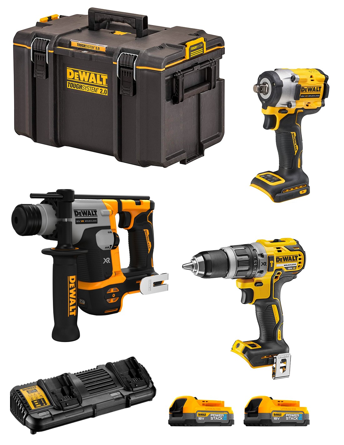 DeWALT Kit DWK306PS (DCH172 + DCF921 + DCD796 + 2 x 1,7 Ah + DCB132 + DS400)