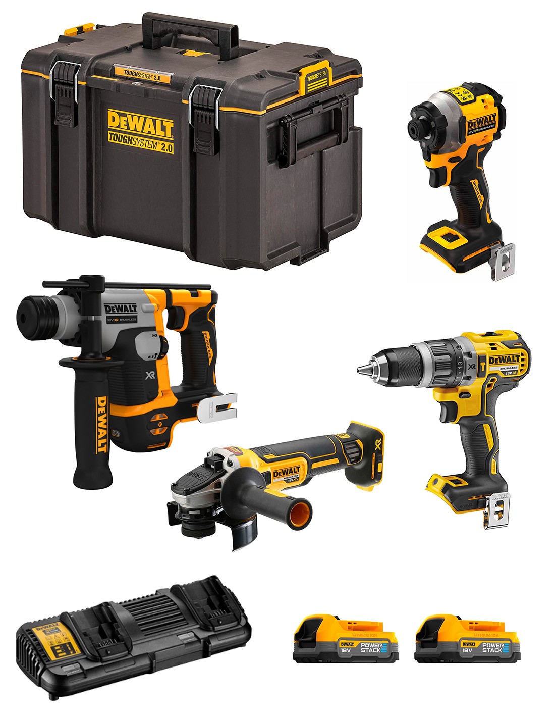 DeWALT Kit DWK404PS (DCH172 + DCF850 + DCD796 + DCG405 + 2 x 1,7 Ah + DCB132 + DS400)