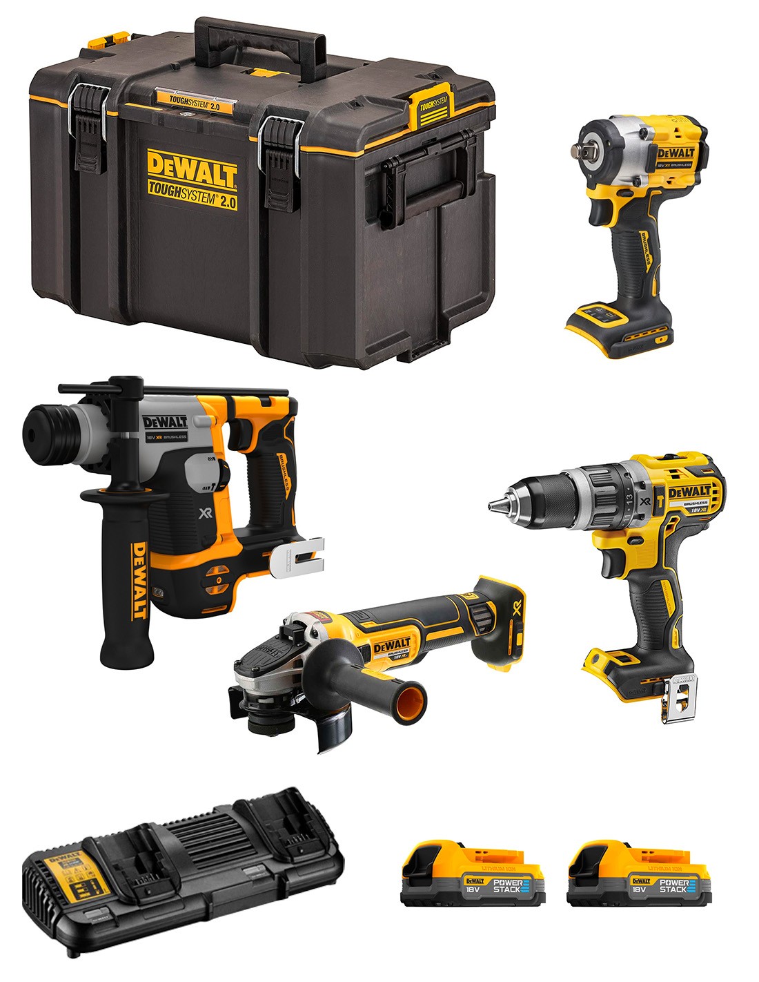 DeWALT Kit DWK405PS (DCH172 + DCF921 + DCD796 + DCG405 + 2 x 1,7 Ah + DCB132 + DS400)