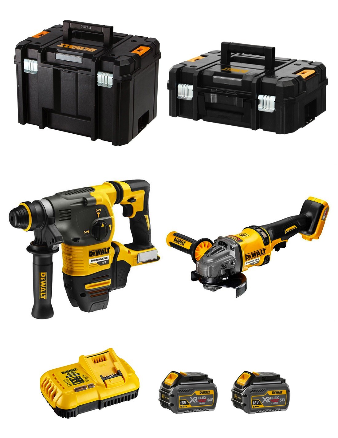 DeWALT Kit FVK271T2-QW 54V/18V (DCH333 + DCG418 + 2 x 6,0 Ah + DCB118 + TSTAK II + TSTAK VI)