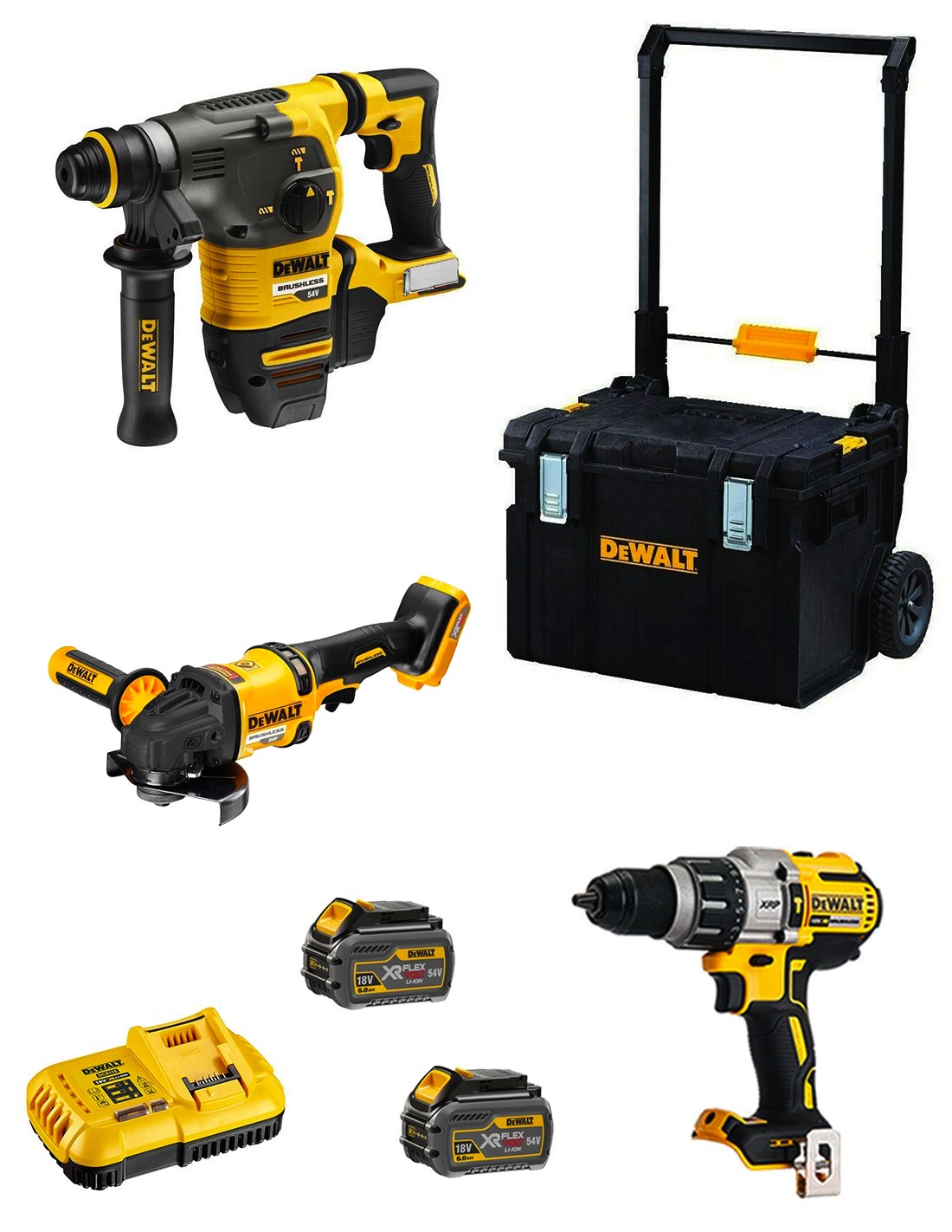 DeWALT Kit FVK381TST2HD-QW 54V/18V (DCH333 + DCD996 + DCG418 + 2 x 6,0 Ah + DCB118 + DS450 DWST1-75668)
