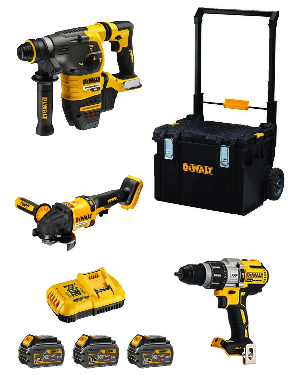 DeWALT Kit FVK381TST3HD-QW 54V/18V (DCH333 + DCD996 + DCG418 + 3 x 6,0 Ah + DCB118 + DS450 DWST1-75668)